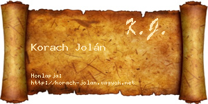 Korach Jolán névjegykártya